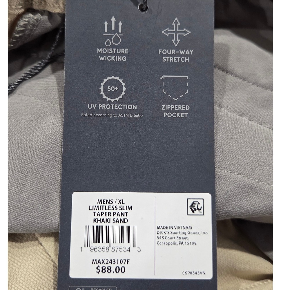 VRST Limitless Performance Pants Mens XL Khaki Slim Fit Tapered Pant Stretch New - Picture 7 of 9